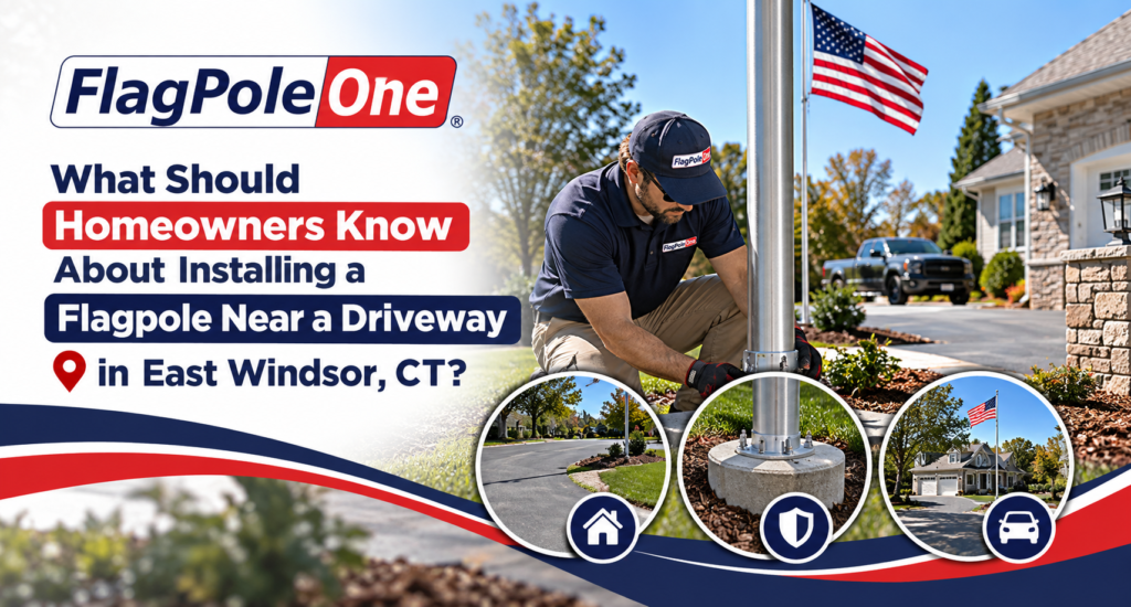 Flagpole near driveway in East Windsor